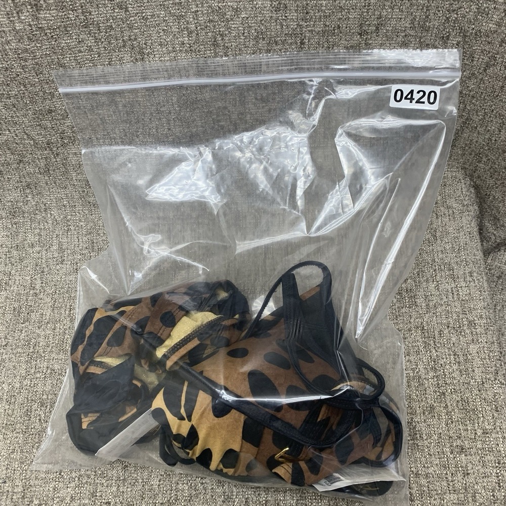 Athena Kenya Retro Bikini Bottom Top w/ Ties Swimsuit Sz 10 Animal Print Brown - Picture 7 of 7